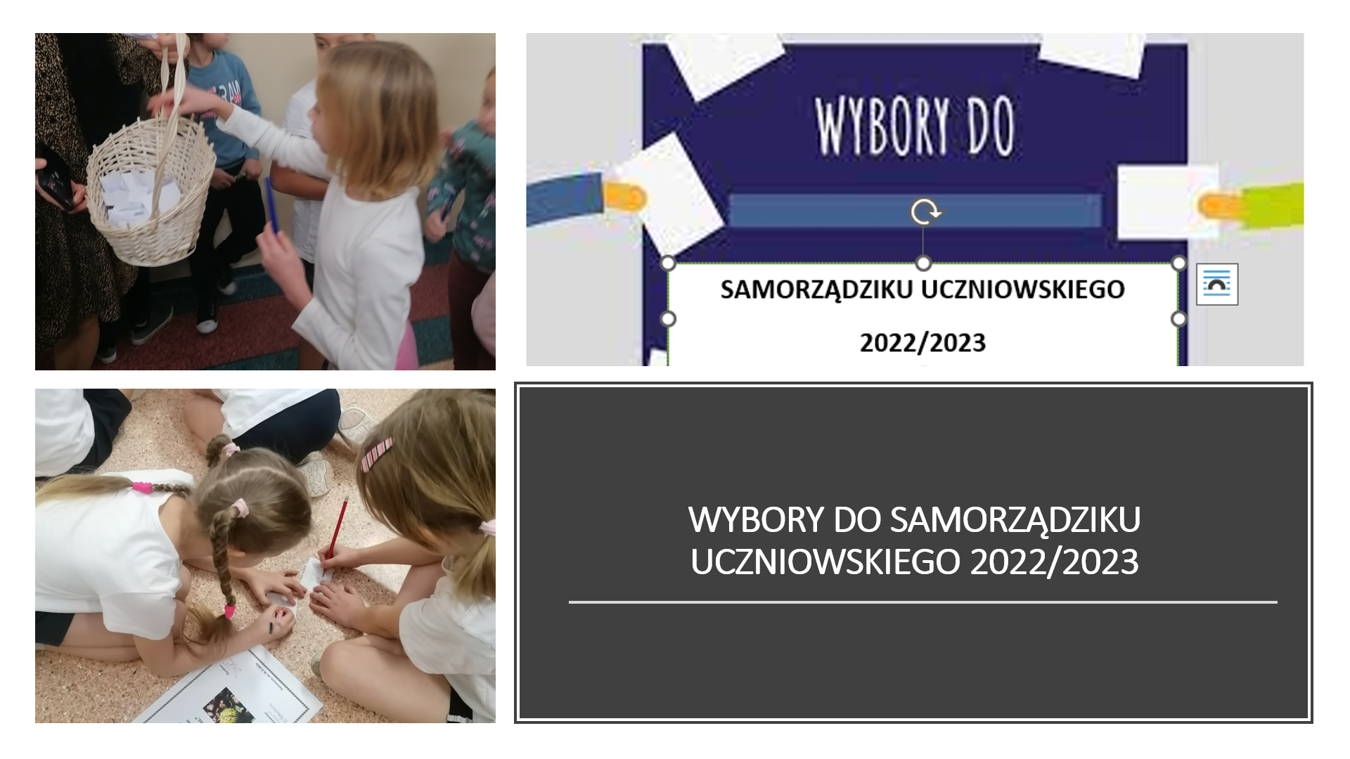 Wybory do Samorzadziku Uczniowskiego- uczniowie klas 1-3 wybieraja swoich przedstawicieli do Samorzadziku Ucznioskiego.