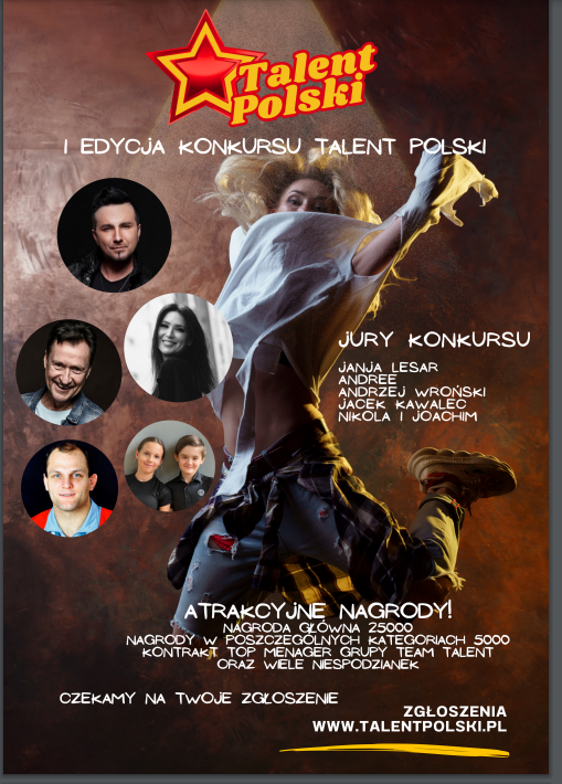 Plakat informujący o konkursie Talent Polski.