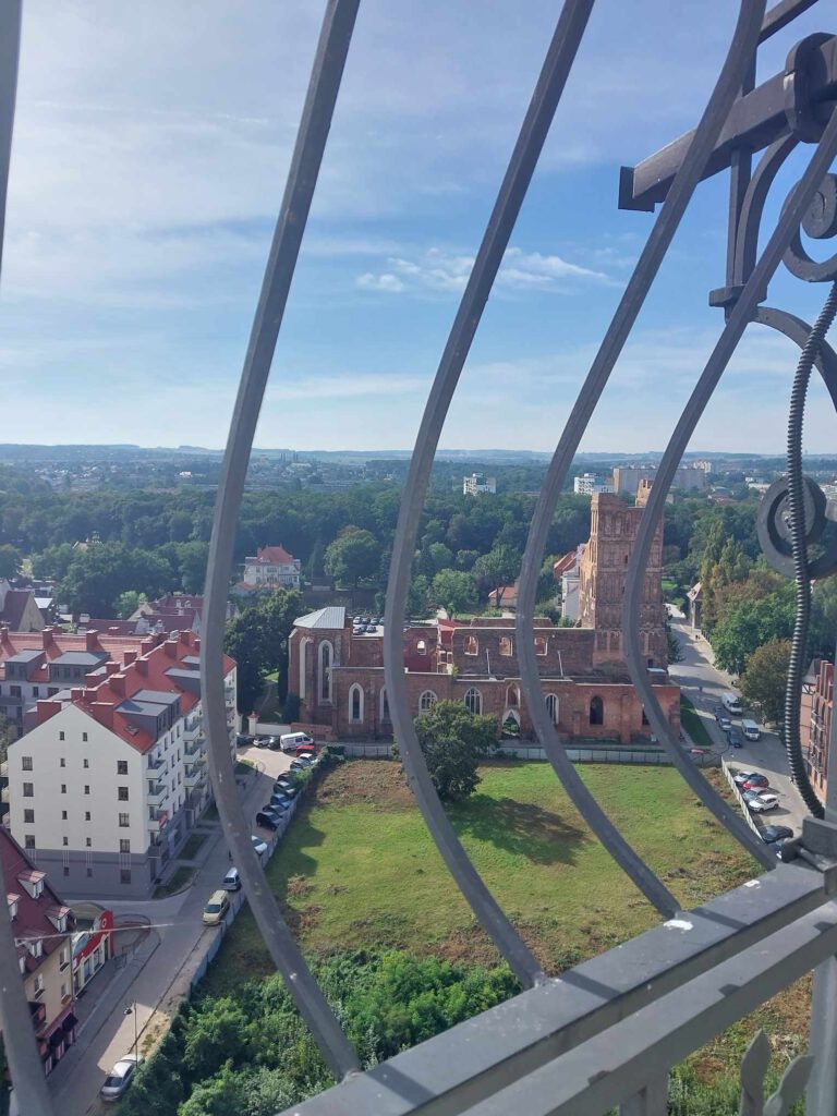Wycieczka krajoznawczo-historyczna do Głogowa. Widok z wieży ratuszowej w Głogowie. 