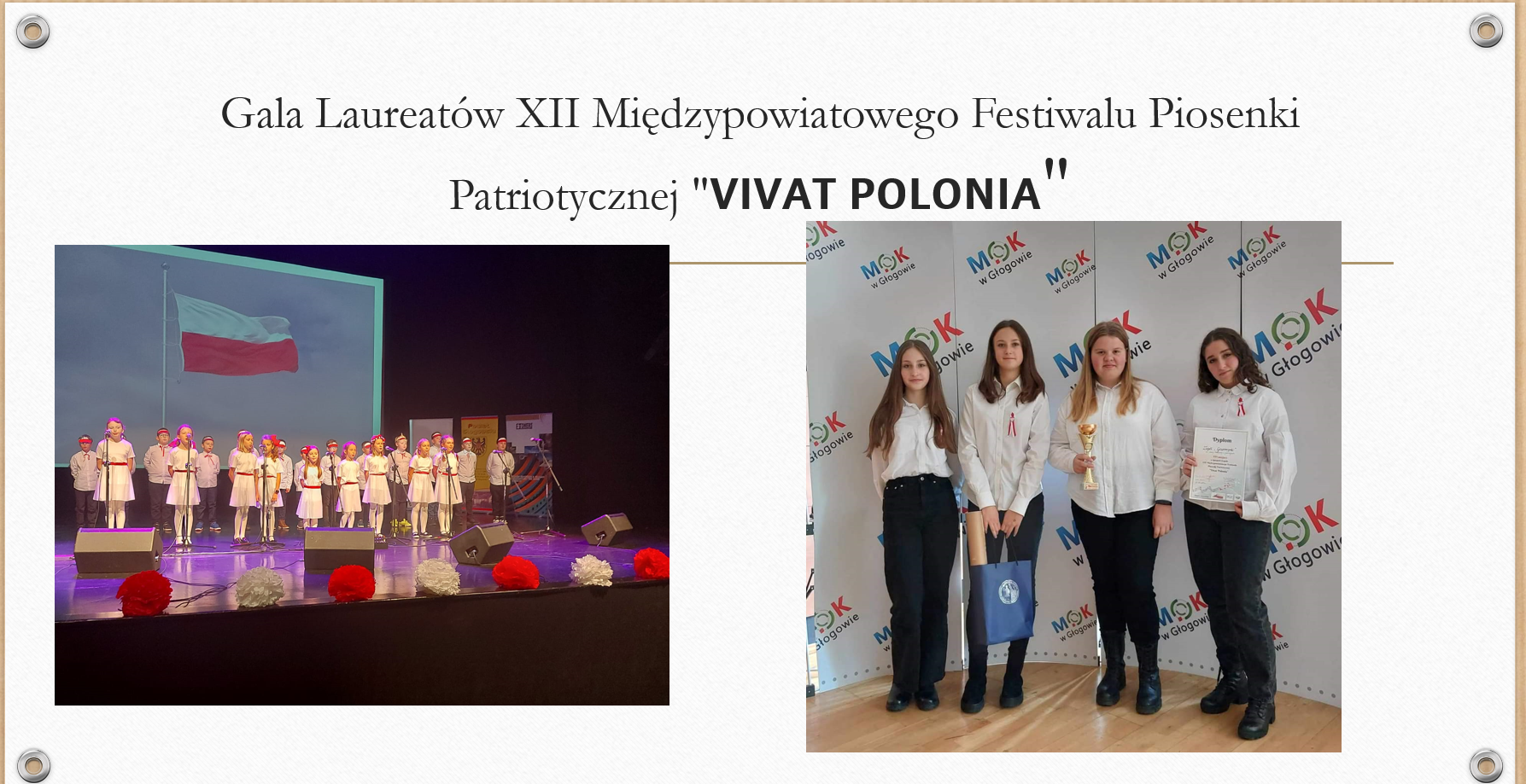 Gala Laureatów XII Międzypowiatowego Festiwalu Piosenki Patriotycznej "𝗩𝗜𝗩𝗔𝗧 𝗣𝗢𝗟𝗢𝗡𝗜𝗔"