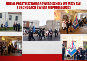 Udział pocztu sztandarowego we mszy św. w intencji ojczyzny- obchody Narodowego Święta Niepodległości