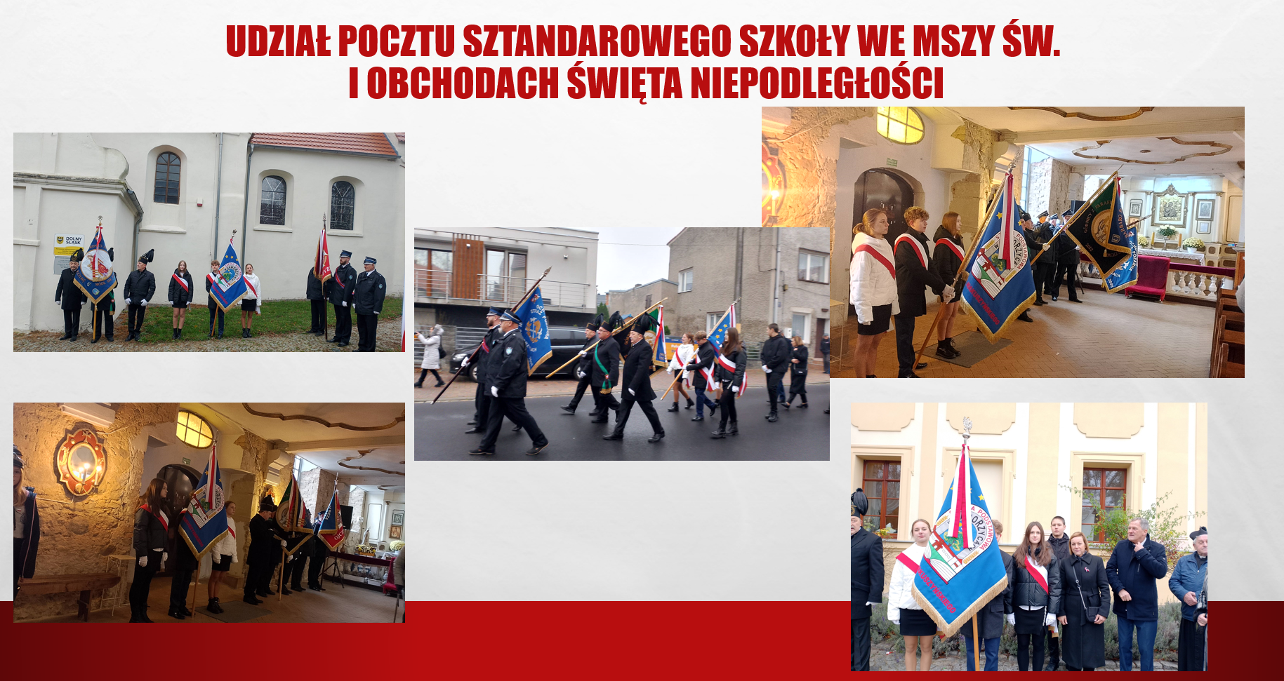 Udział pocztu sztandarowego we mszy św. w intencji ojczyzny- obchody Narodowego Święta Niepodległości