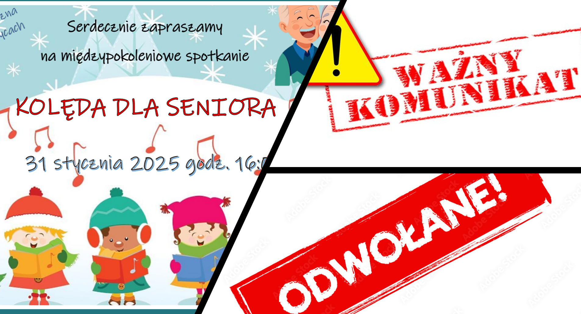 Komunikat o obwołaniu spotkania "Kolęda dla Seniora".