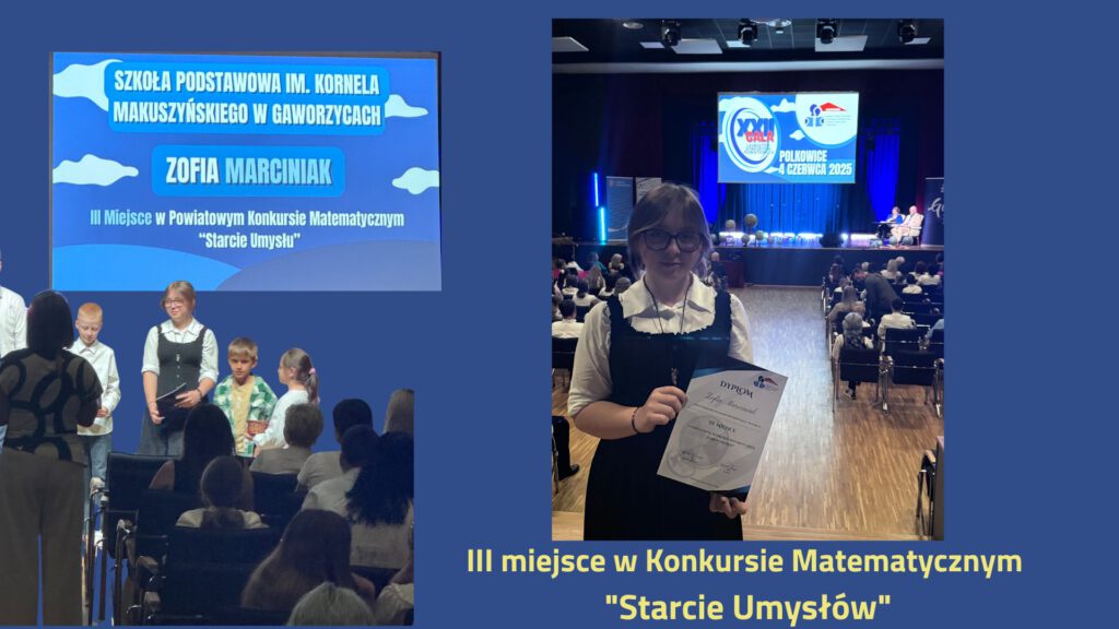 Laureaci Konkursów Powiatowych. Uczennica Zofia Marciniak na Gali Laureatów.